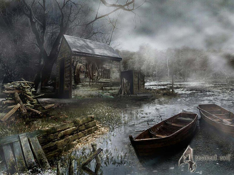 Abandoned Cabin by Water — Gray