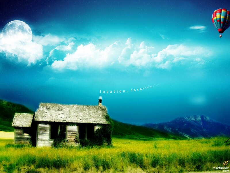 Abandoned Cabin in Field — Blue, Serene, Night