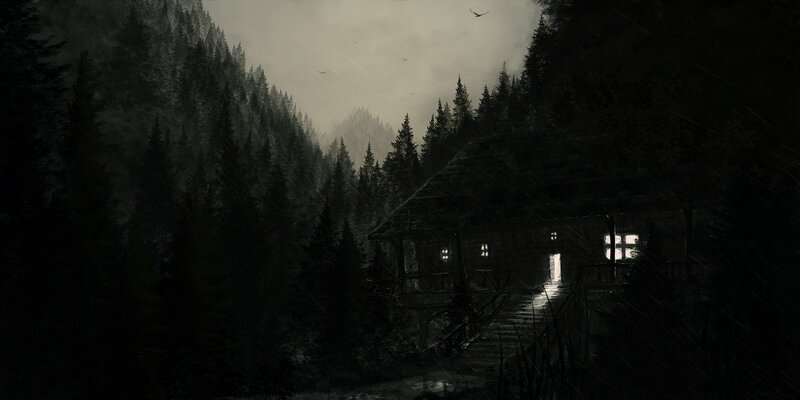 Abandoned Cabin in Forest — Black