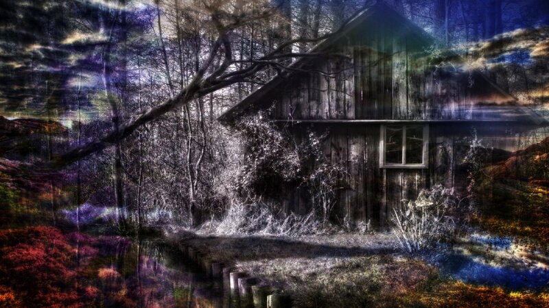 Abandoned Cabin in Forest — Blue, Dramatic