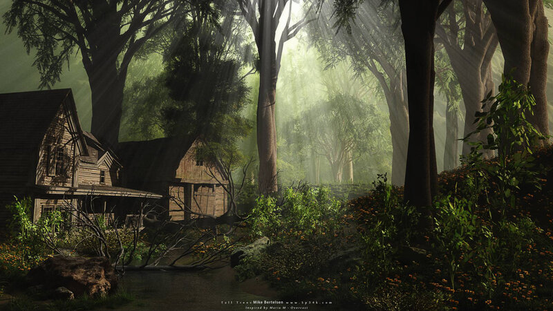 Abandoned Cabin in Forest — Green, Serene, Morning