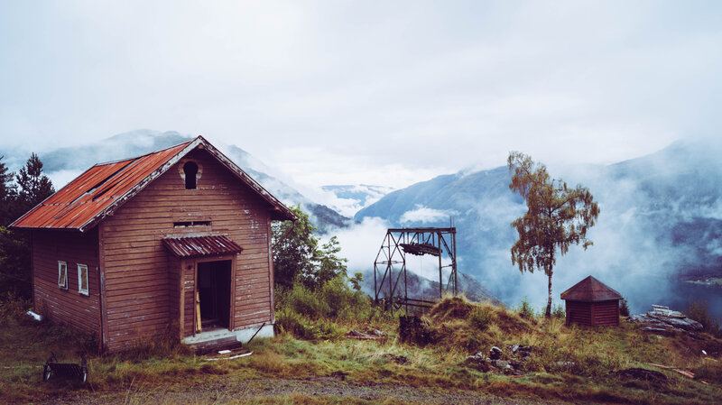 Abandoned Cabin in Mountains — Brown