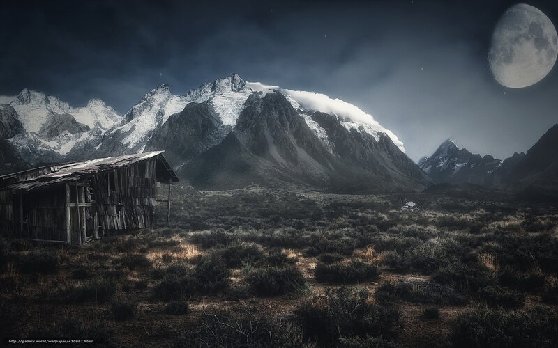 Abandoned Cabin in Mountains — Gray
