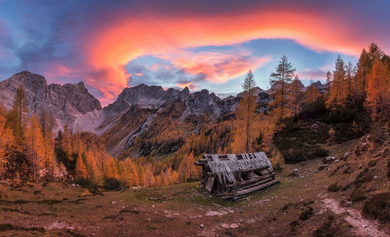 Abandoned Cabin in Mountains — Orange