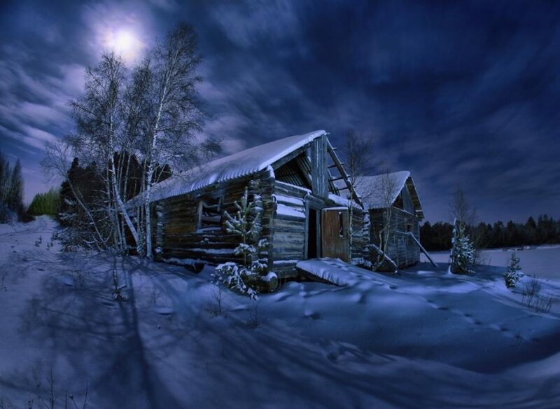 Abandoned Cabin in Snow