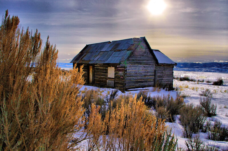 Abandoned Cabin in Snow — White, Desolate, Winter