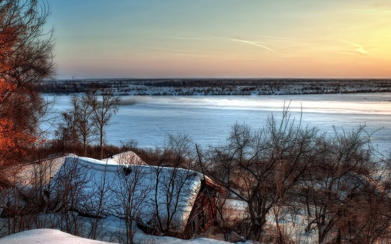 Abandoned Cabin in Winter — White, Serene