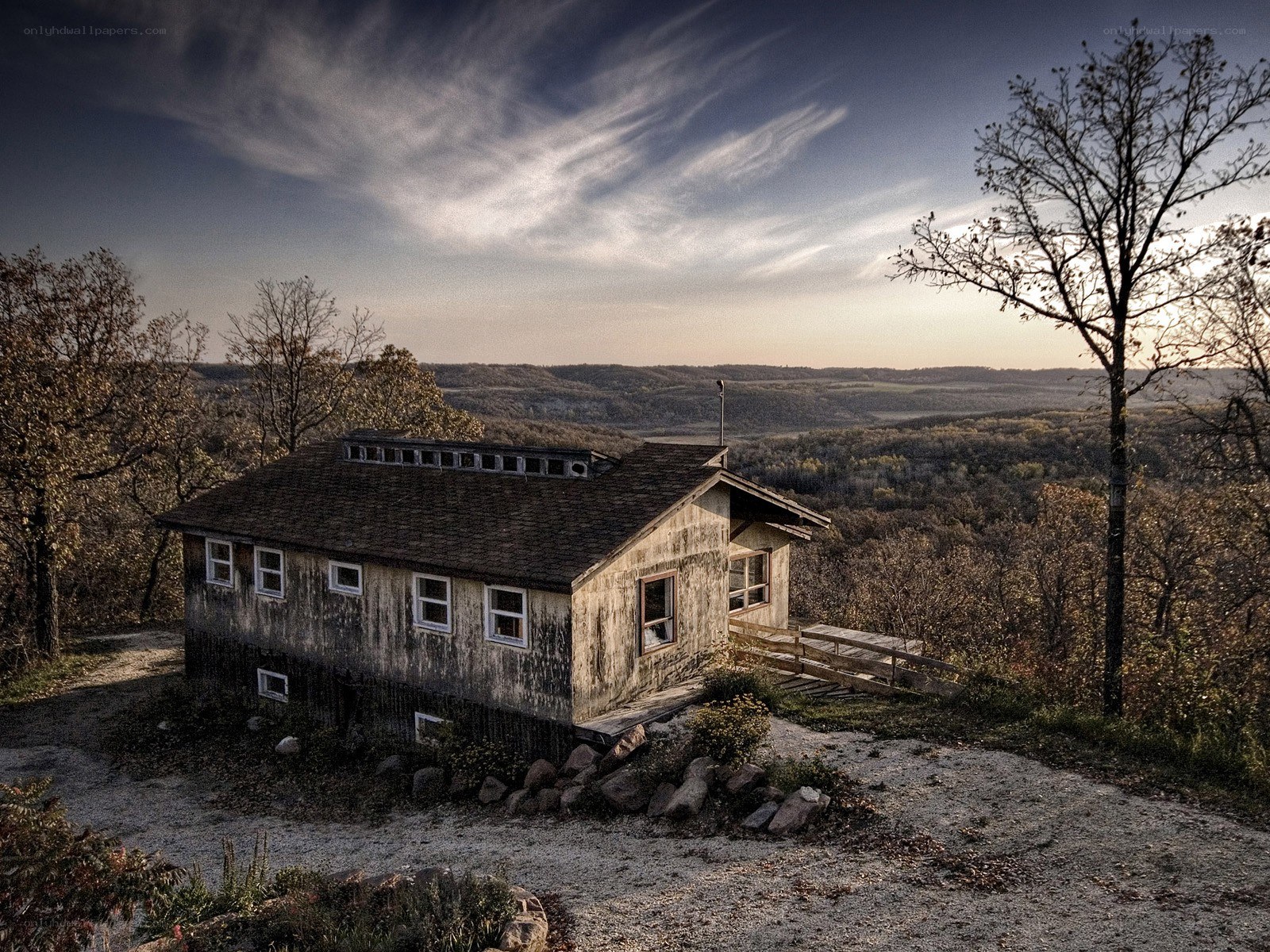 Abandoned cabin on a hill