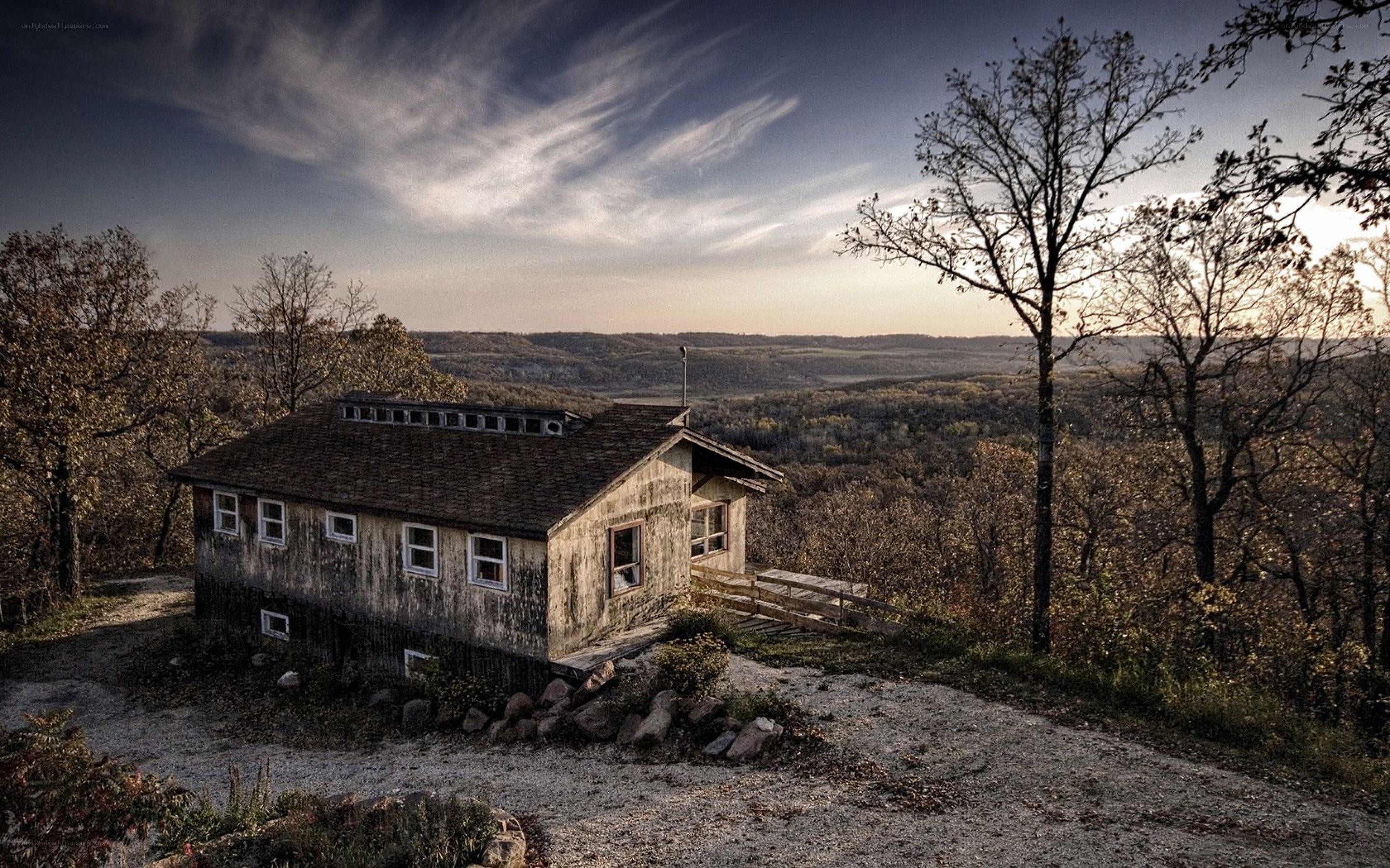 Abandoned cabin on a hill