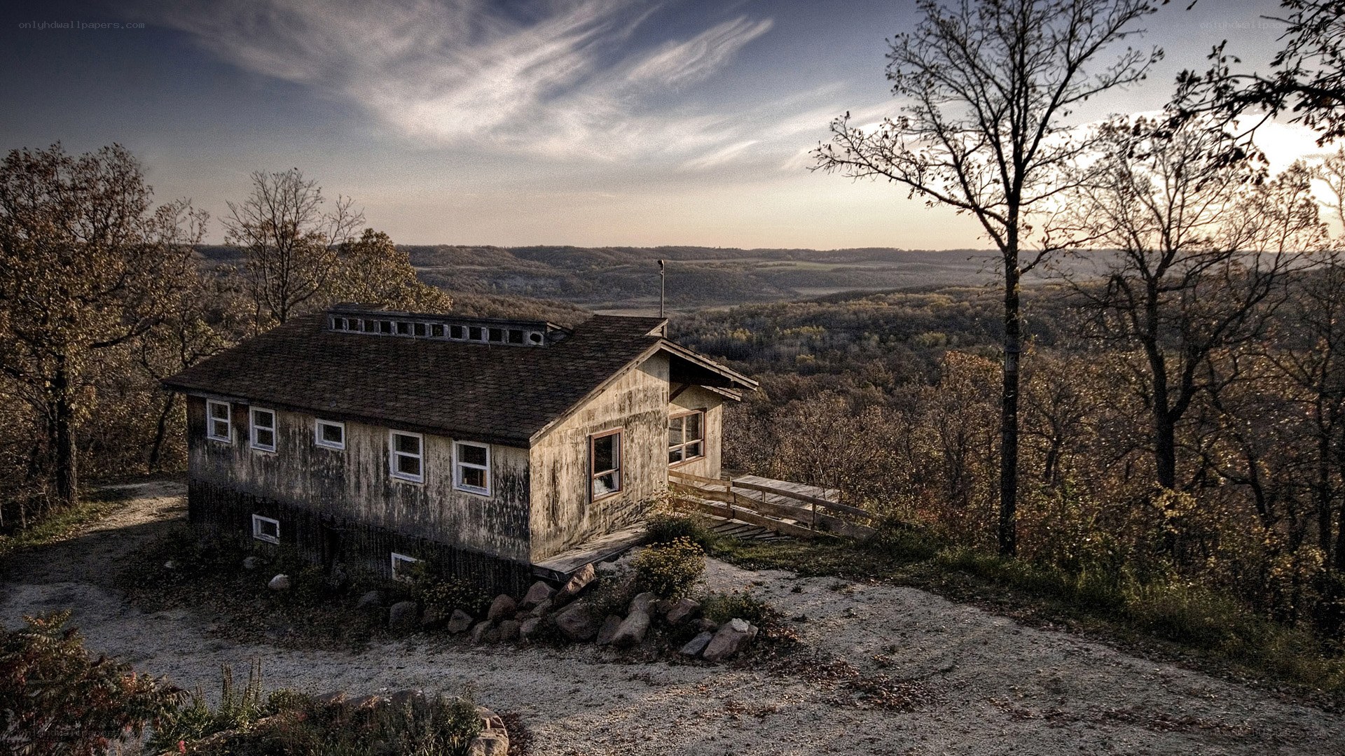 Abandoned cabin on a hill
