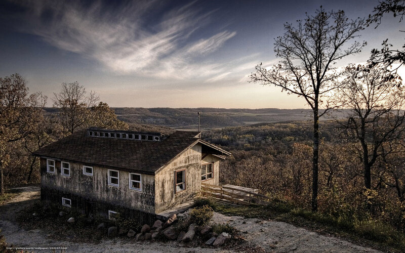 Abandoned Cabin on Hill — Brown, Dramatic