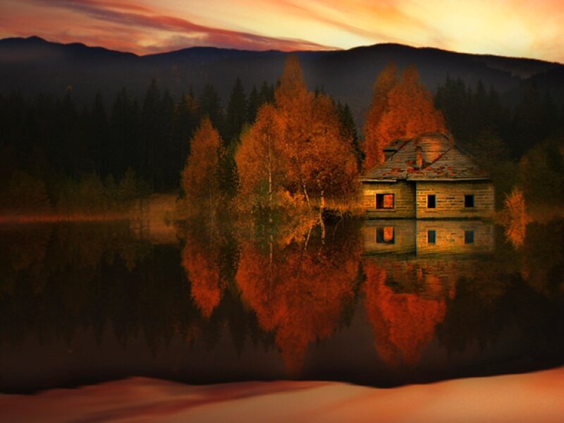 Abandoned Cabin on Lake