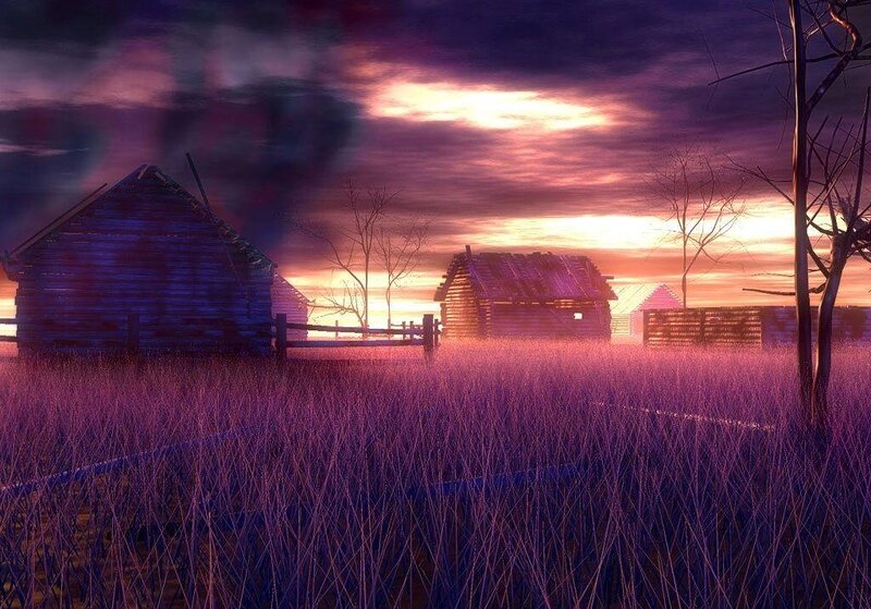 Abandoned Cabins at Dusk