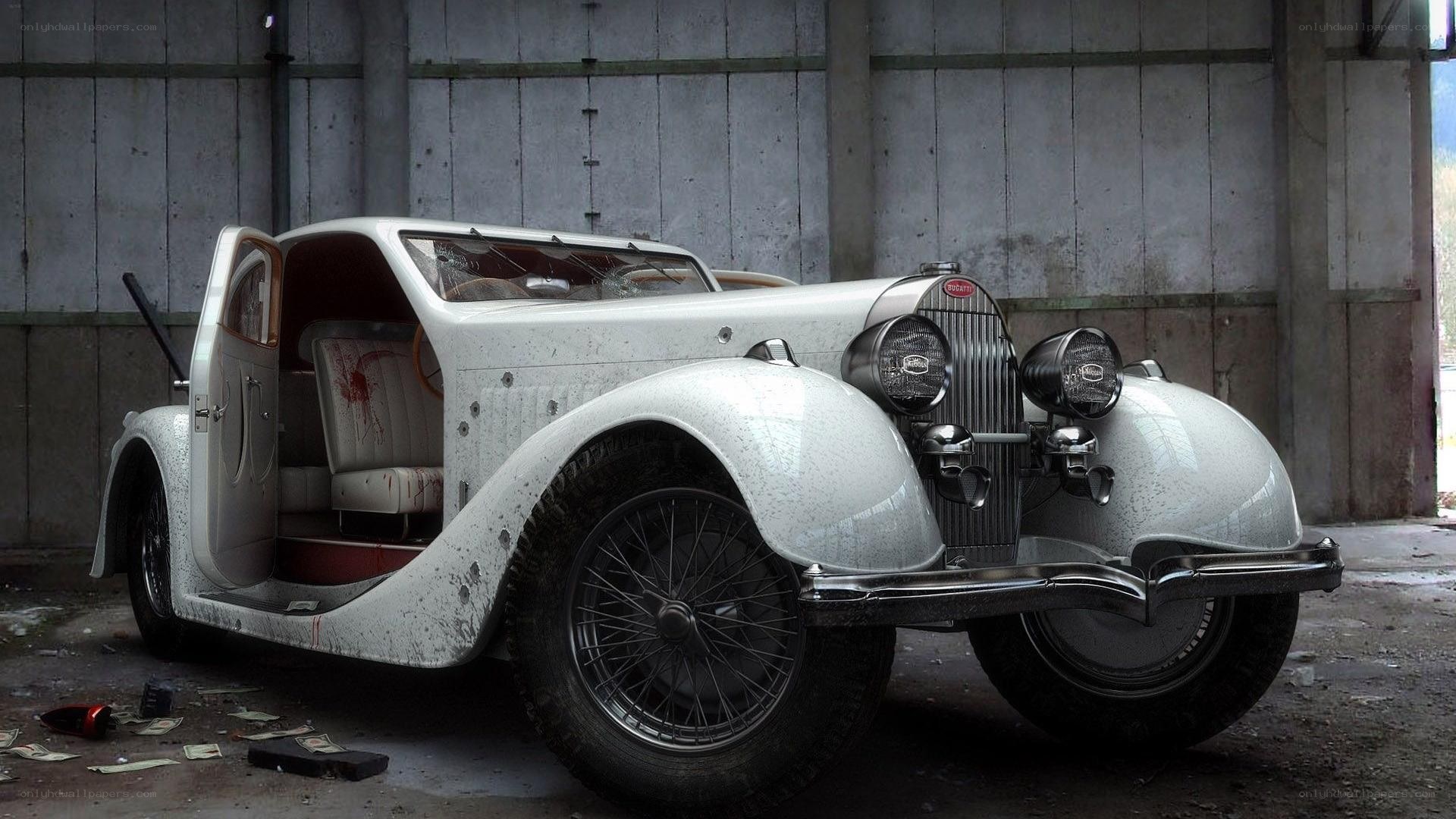 Abandoned car in a garage