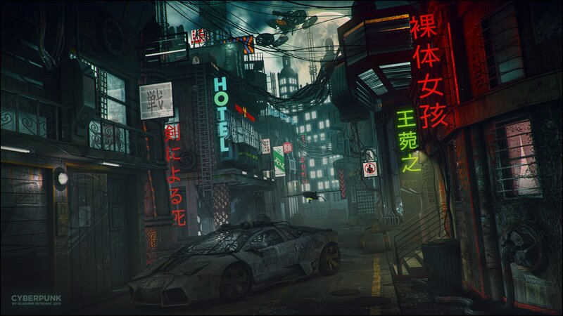 Abandoned Car in Alley — Black