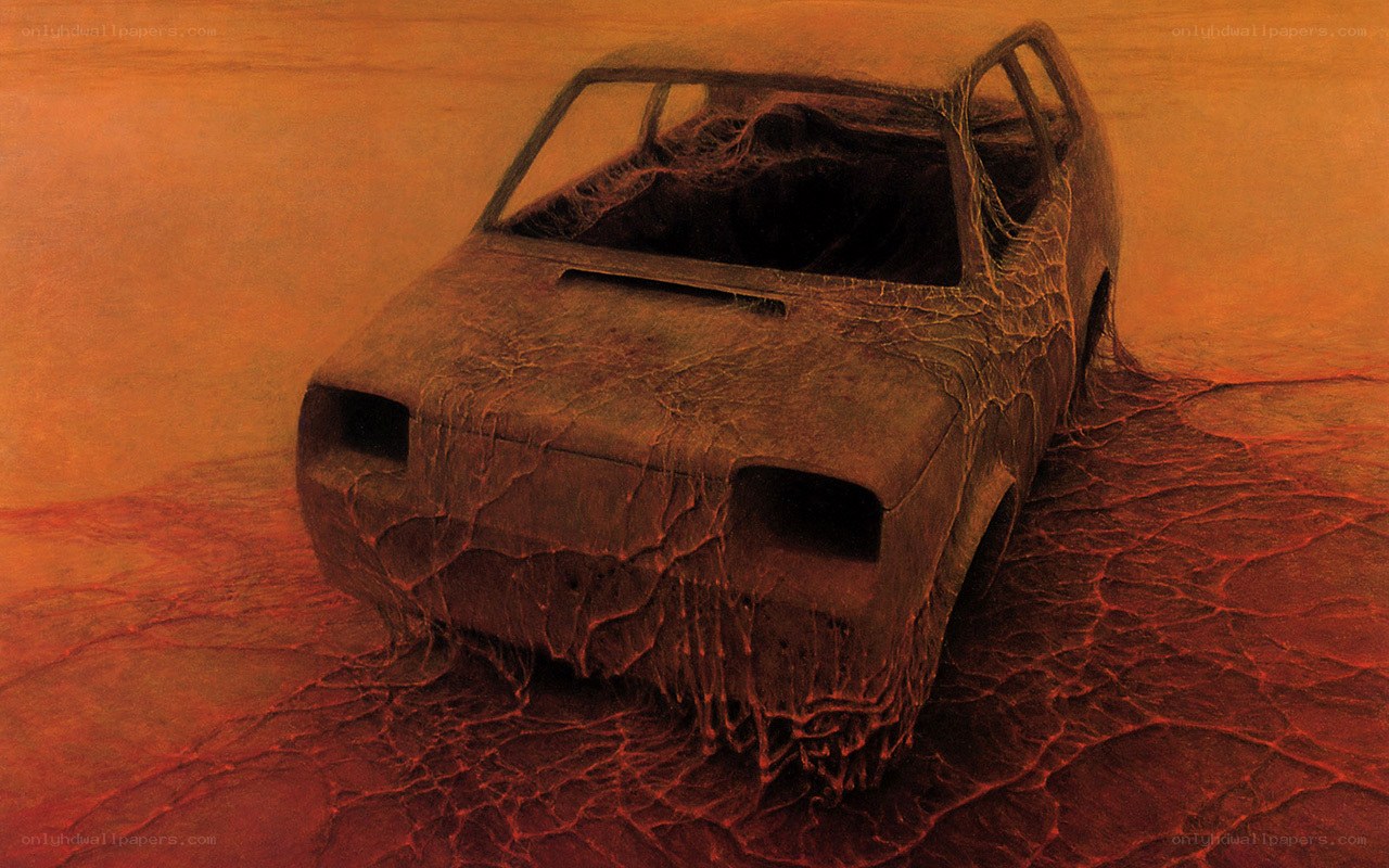 Abandoned car in desert