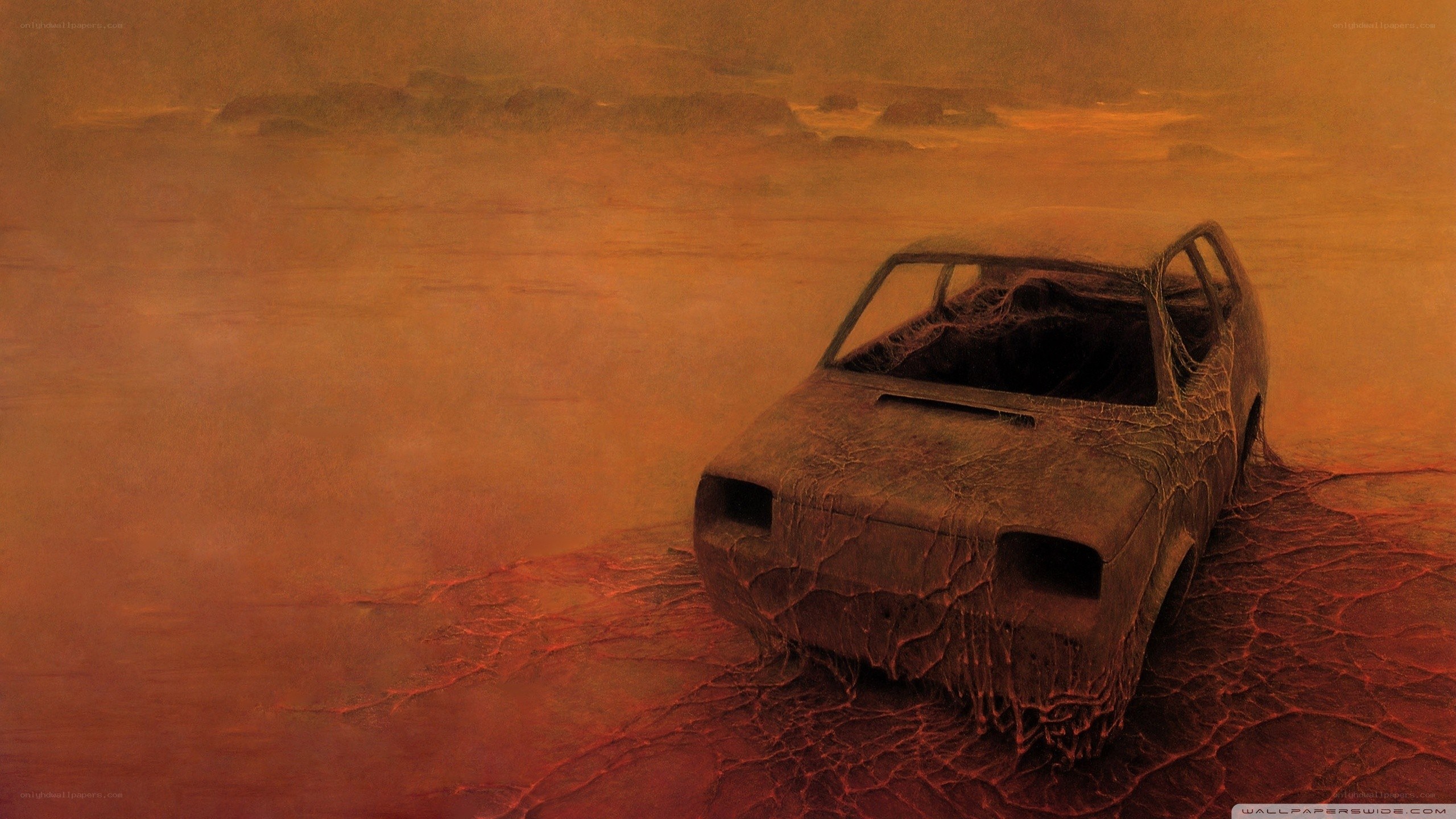 abandoned car in desert