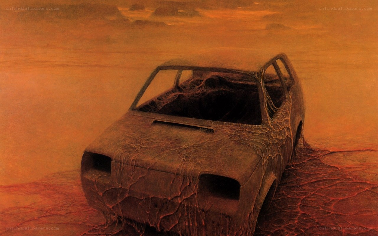 abandoned car in desert