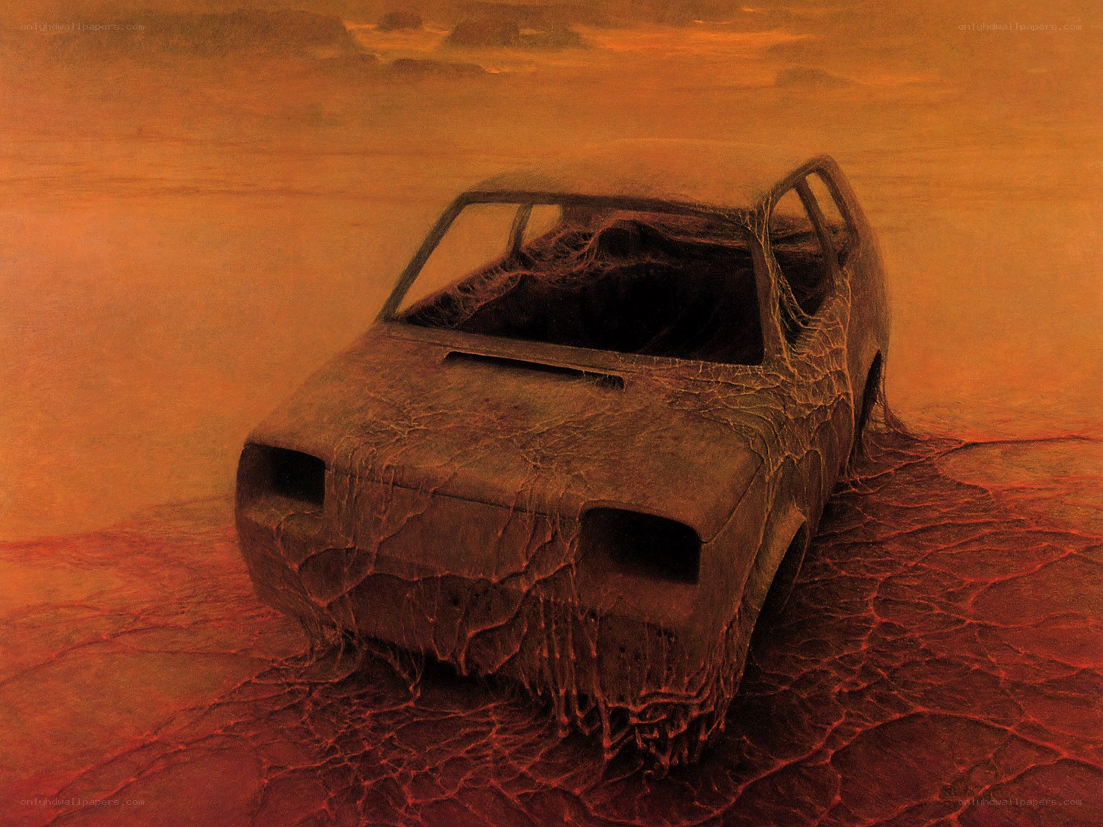 Abandoned car in desert