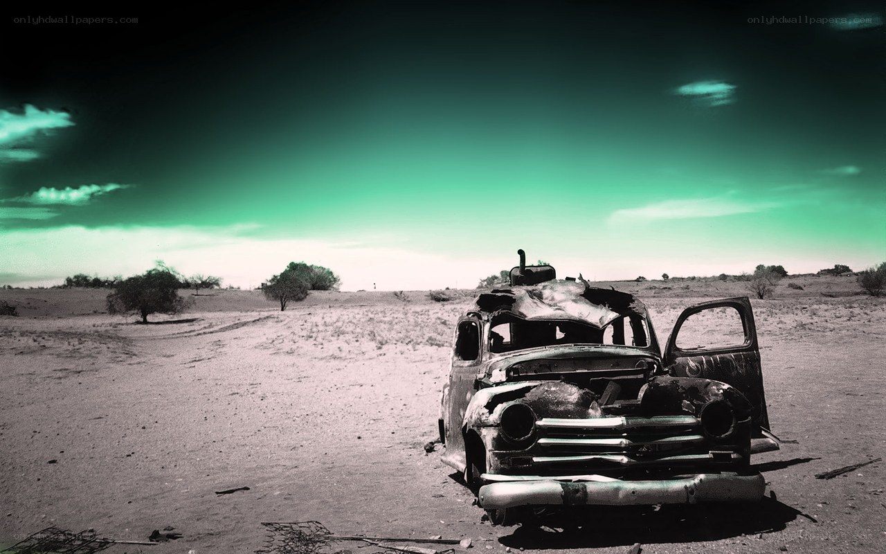 Abandoned car in desert