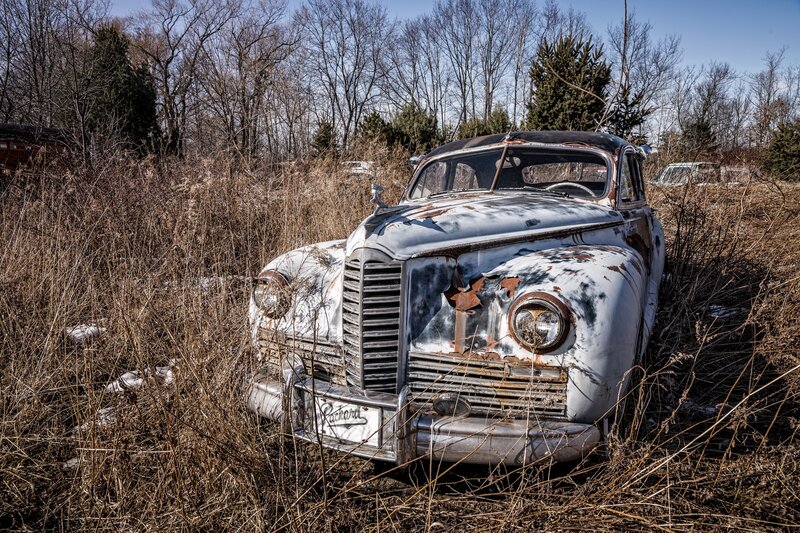 Abandoned Car in Field — Brown, Desolate