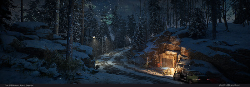 Abandoned Car in Forest — Blue, Dark