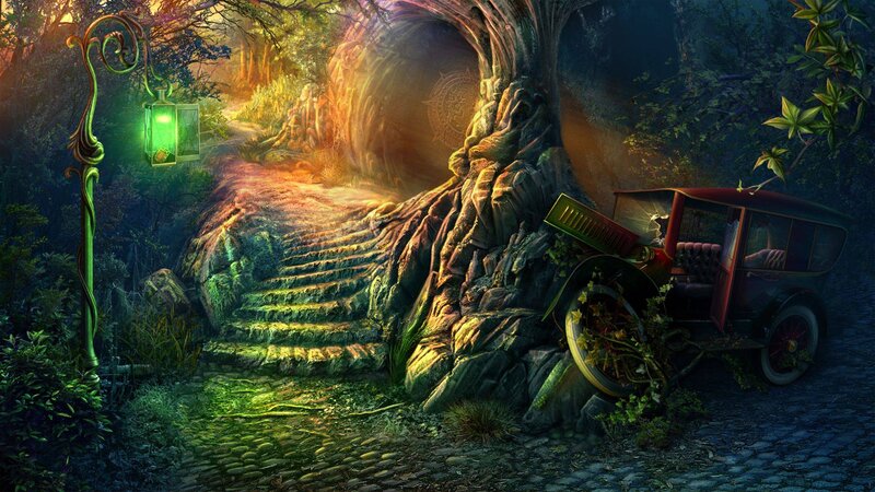Abandoned Car in Forest — Green, Mysterious