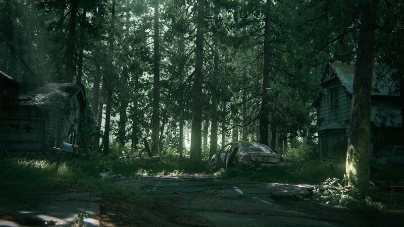 Abandoned Car in Forest — Green, Somber