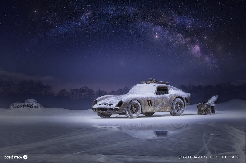 Abandoned Car in Snow — Blue, Dramatic