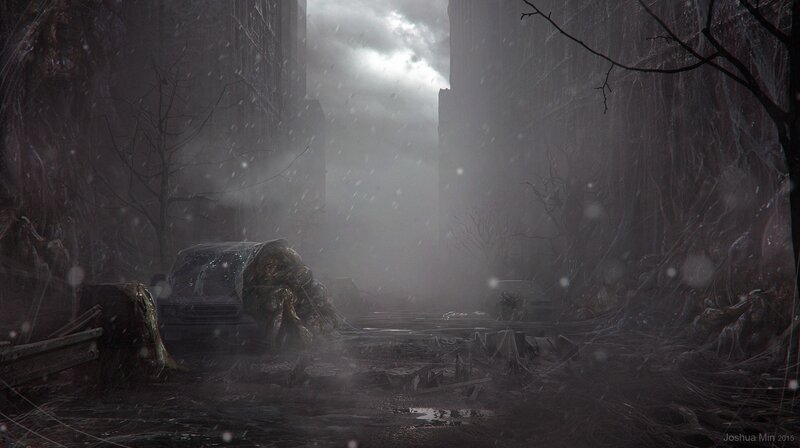 Abandoned Car in Snow — Gray