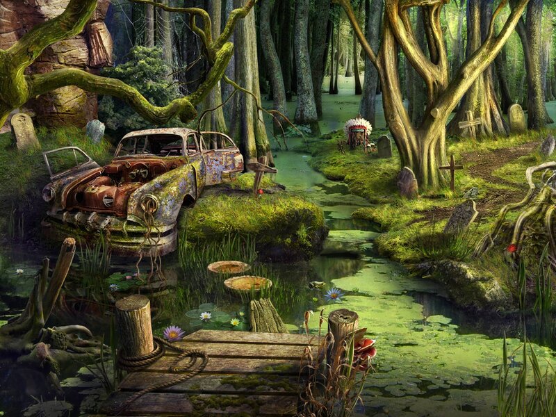 Abandoned Car in Swamp