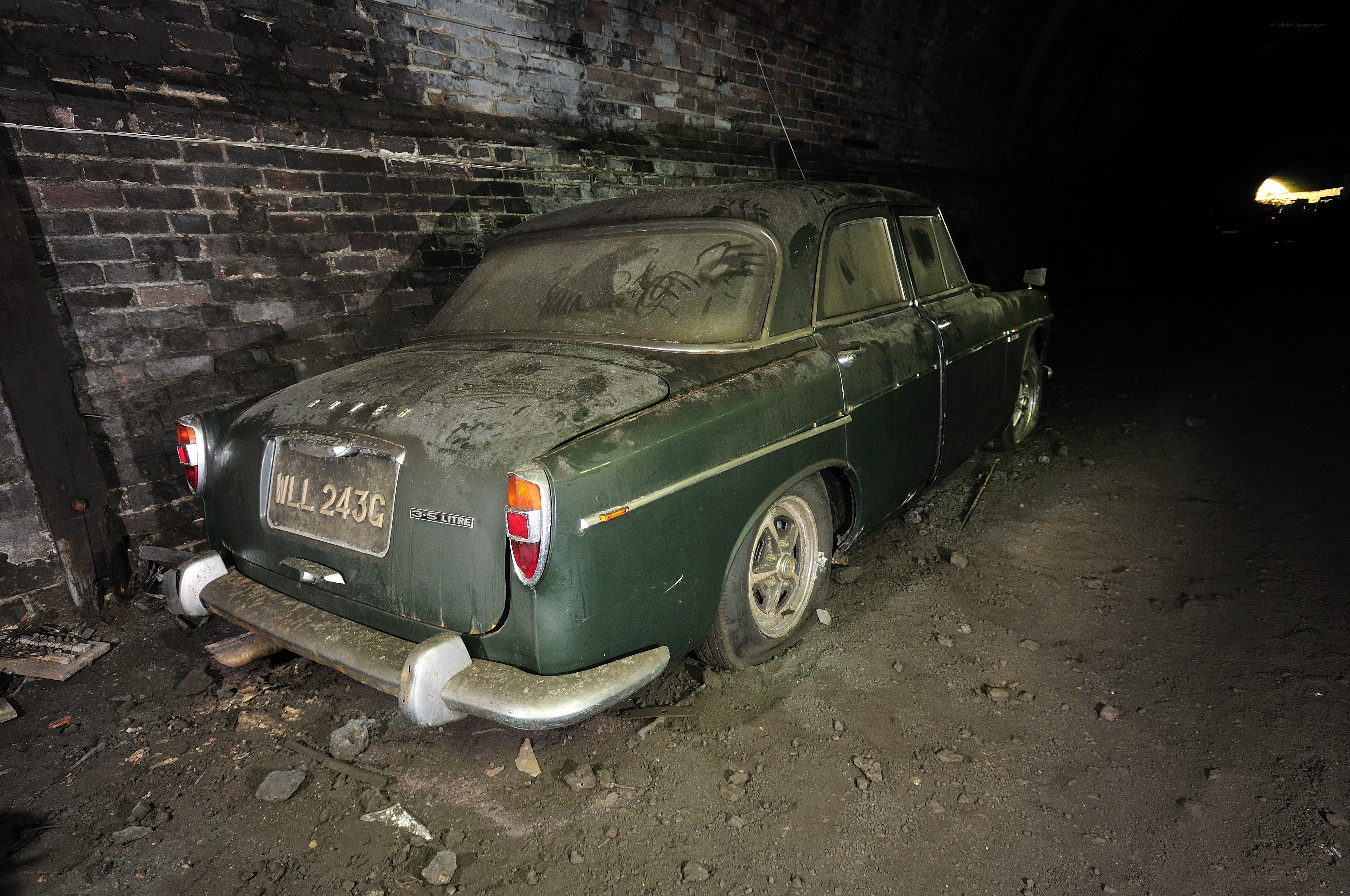 abandoned car in tunnel