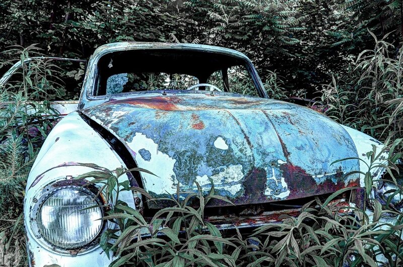 Abandoned Car in Weeds