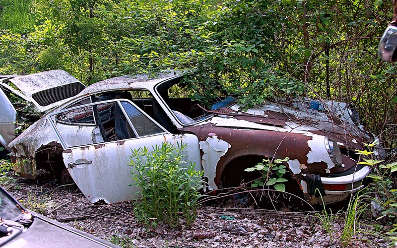Abandoned Car in Woods