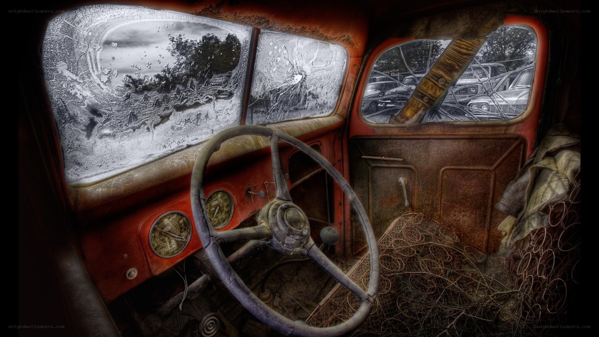 abandoned car interior
