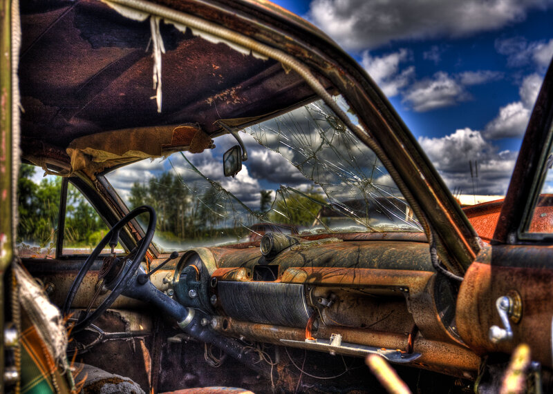 Abandoned Car Interior — Blue