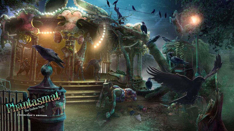 Abandoned Carousel at Night
