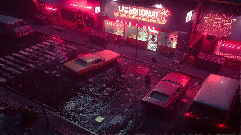 Abandoned Cars at Night