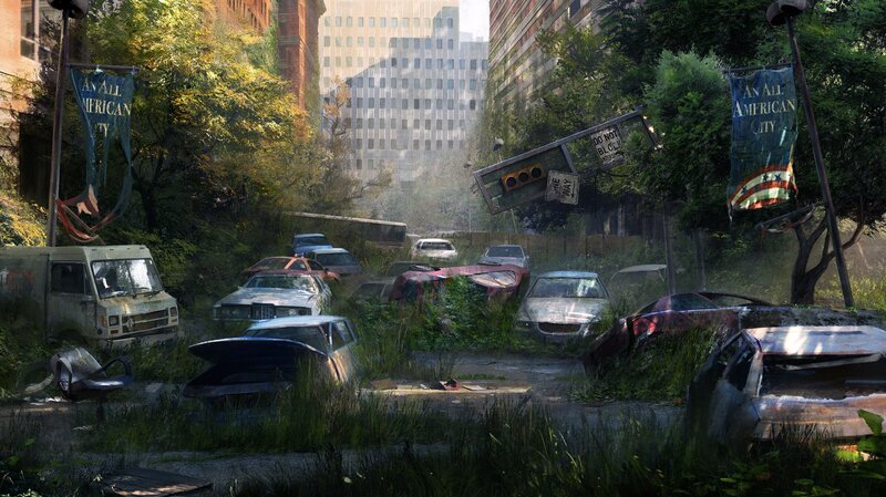 Abandoned Cars in City — Green