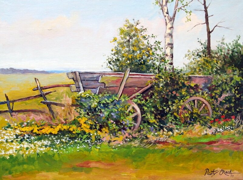 Abandoned Cart in Field