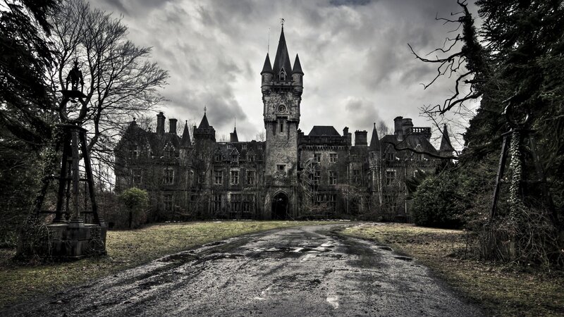 Abandoned Castle — Gray, Dramatic, Autumn, Photograph, Path