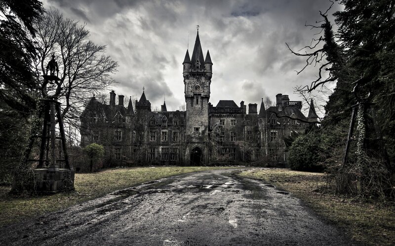 Abandoned Castle — Gray, Dramatic, Photograph, Road