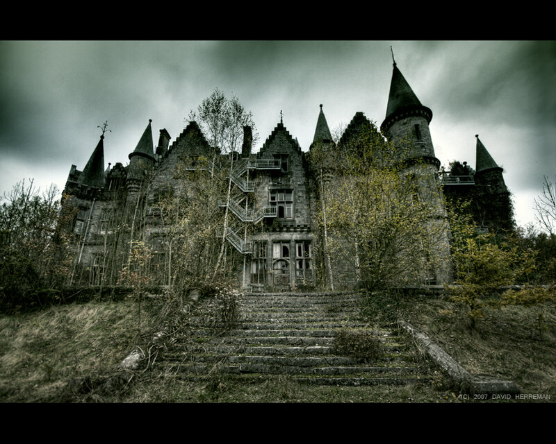 Abandoned Castle — Gray, Dramatic, Photograph, Stairs, Trees