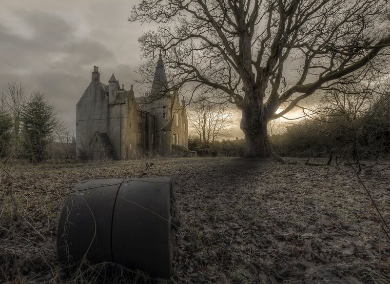 Abandoned Castle — Gray, Dramatic, Sunset
