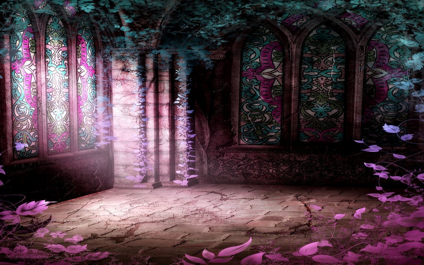 abandoned castle hall