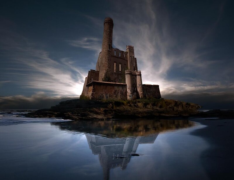 abandoned castle on a rocky island
