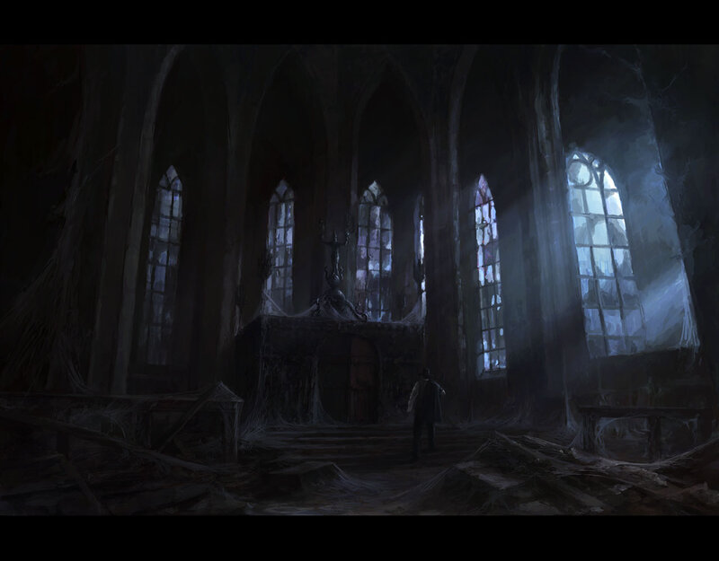 abandoned cathedral interior