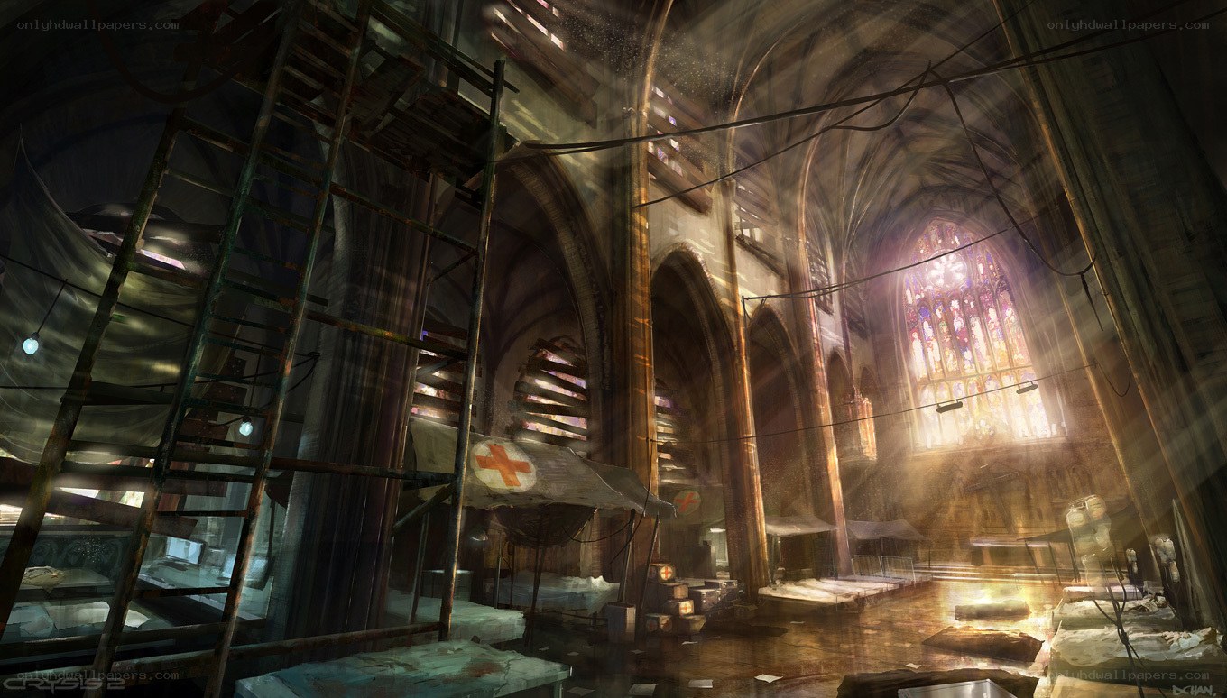 Abandoned cathedral interior
