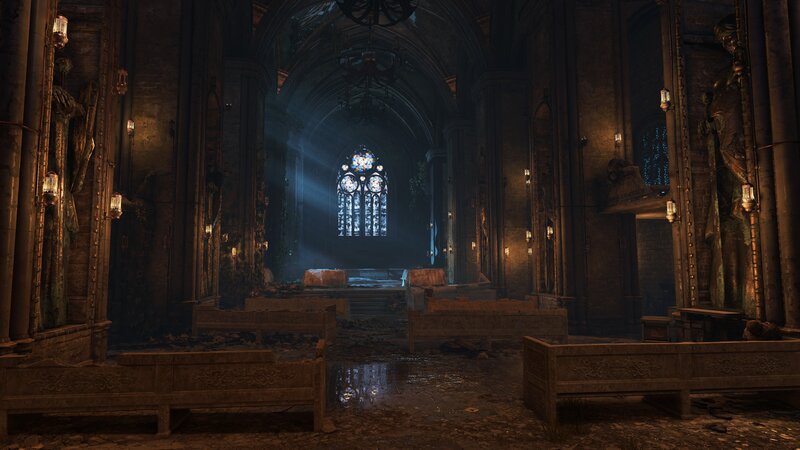 Abandoned Cathedral Interior — Brown