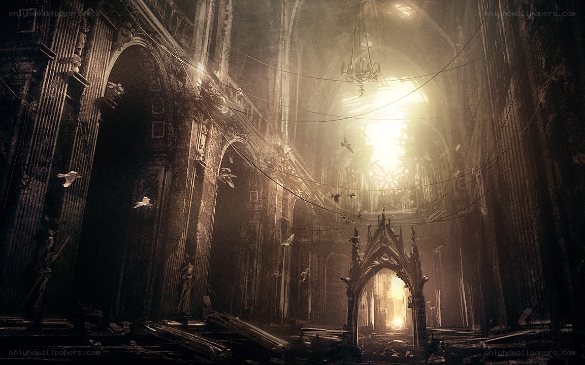Abandoned cathedral interior